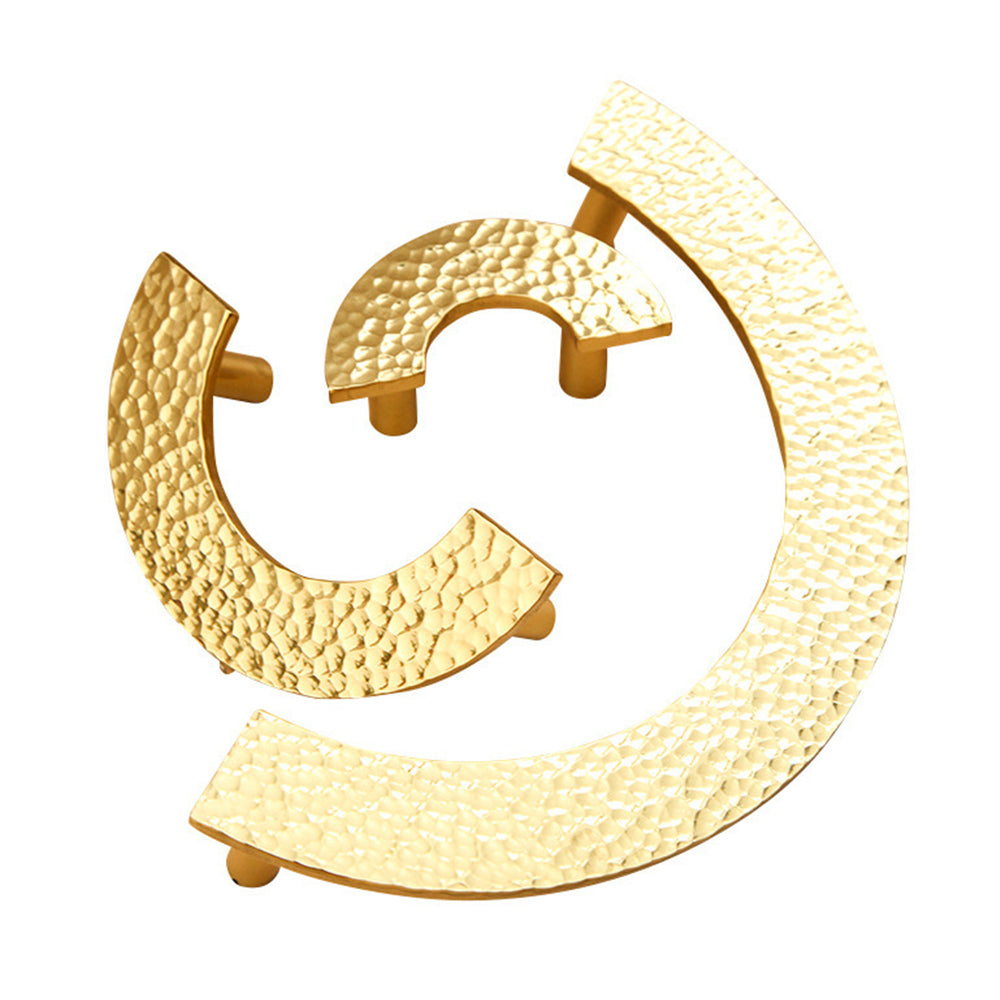Contemporary Hammered-Effect Semi-Circle Brass Cupboard Handles