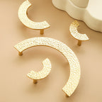 Contemporary Hammered-Effect Semi-Circle Brass Cupboard Handles