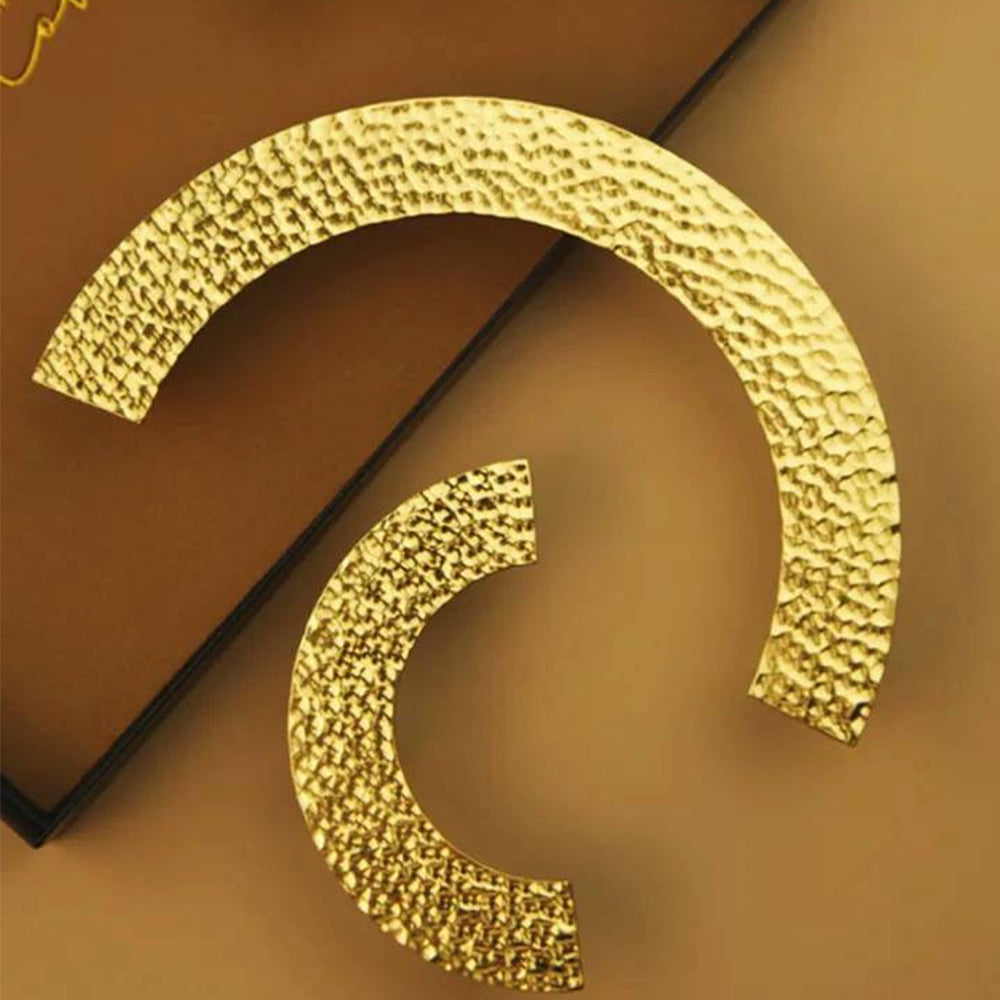 Contemporary Hammered-Effect Semi-Circle Brass Cupboard Handles