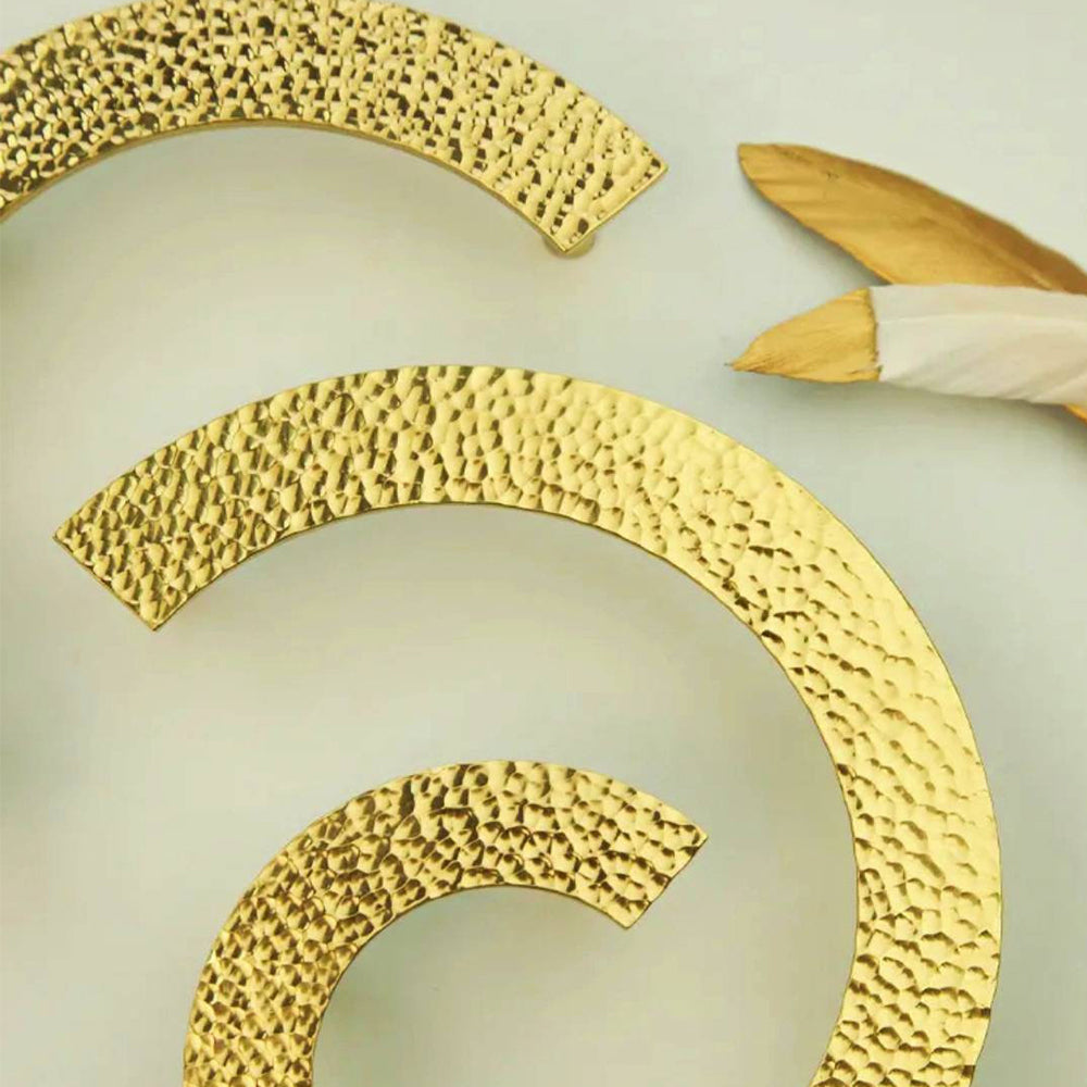Contemporary Hammered-Effect Semi-Circle Brass Cupboard Handles