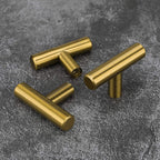 Contemporary Round T-Bar Kitchen Cupboard Handles in Brushed Brass Finish
