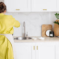 Contemporary Round T-Bar Kitchen Cupboard Handles in Brushed Brass Finish