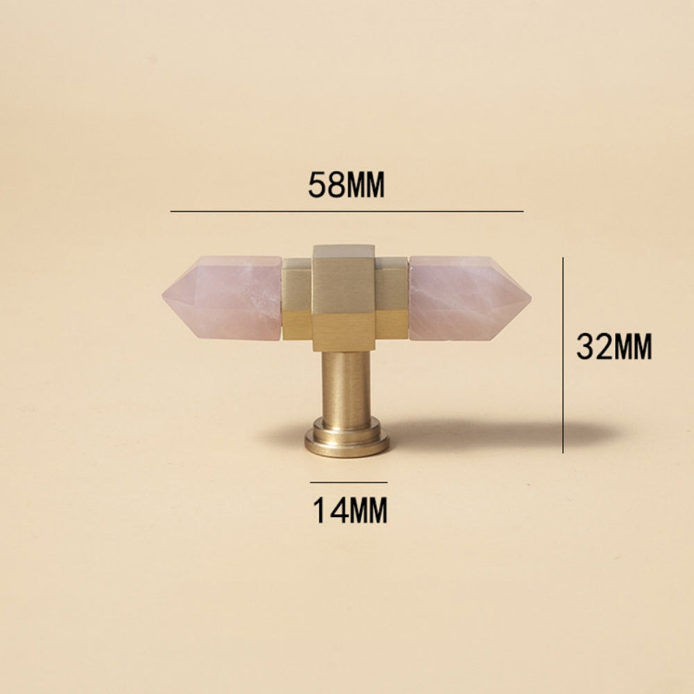 Crystal Point Hexagonal Brass T-Bar Cupboard Handles & Knobs
