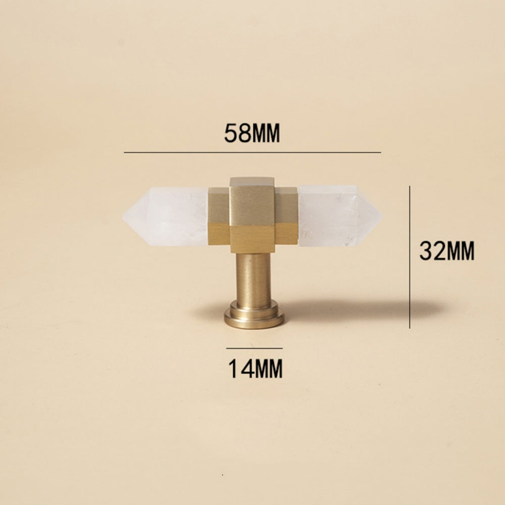 Crystal Point Hexagonal Brass T-Bar Cupboard Handles & Knobs