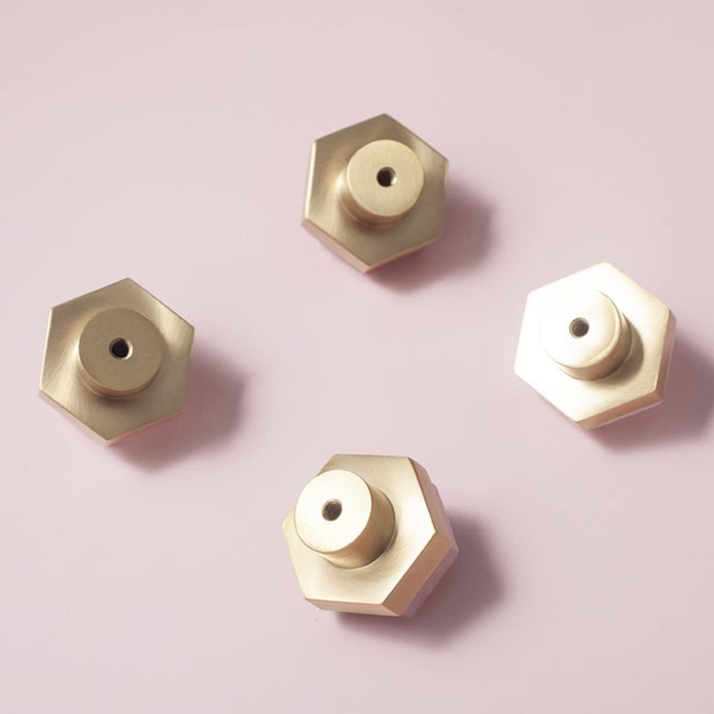 Crystal Point Hexagonal Brass T-Bar Cupboard Handles & Knobs