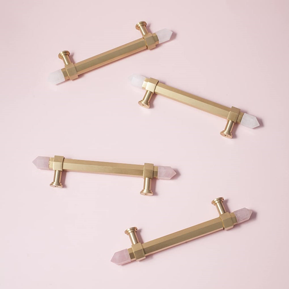 Crystal Point Hexagonal Brass T-Bar Cupboard Handles & Knobs