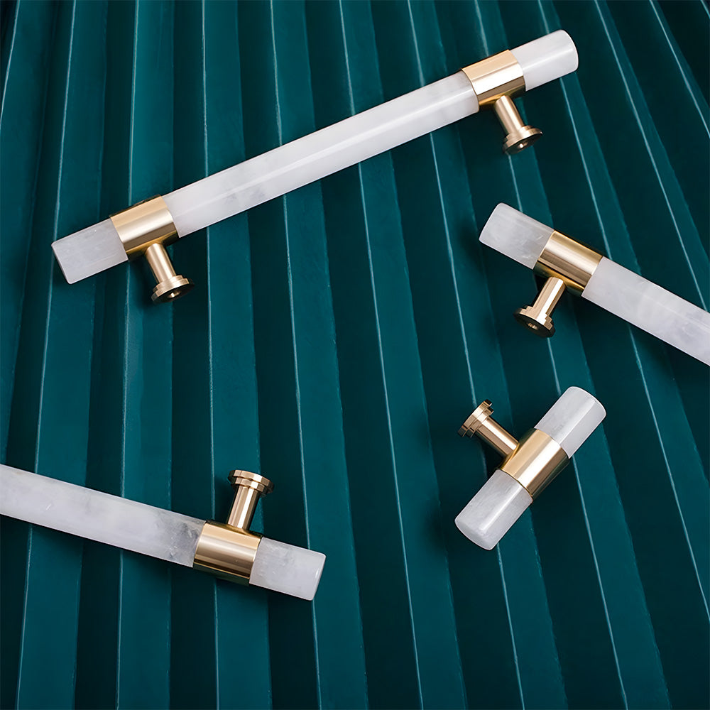 Decorative Crystal and Marble T-Bar Cupboard Handles & Knobs