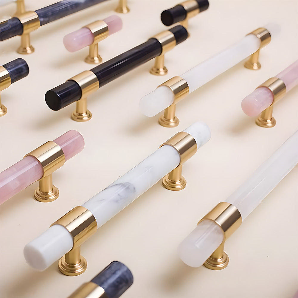 Decorative Crystal and Marble T-Bar Cupboard Handles & Knobs