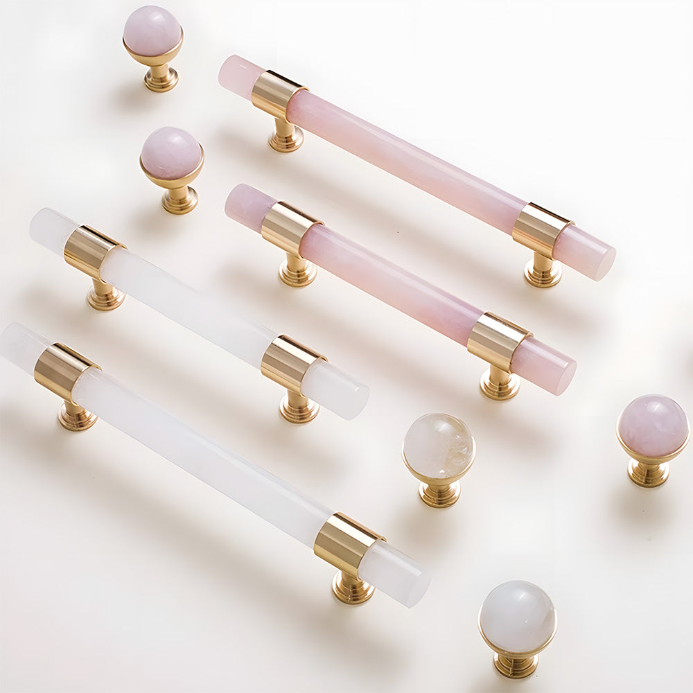 Decorative Crystal and Marble T-Bar Cupboard Handles & Knobs