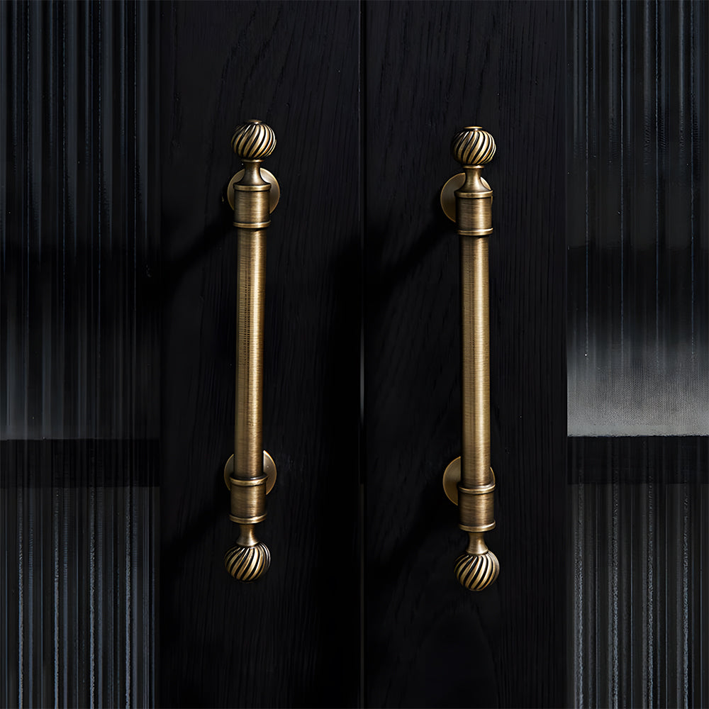 Decorative Solid Brass Bar Cupboard Handles with Ball Finials