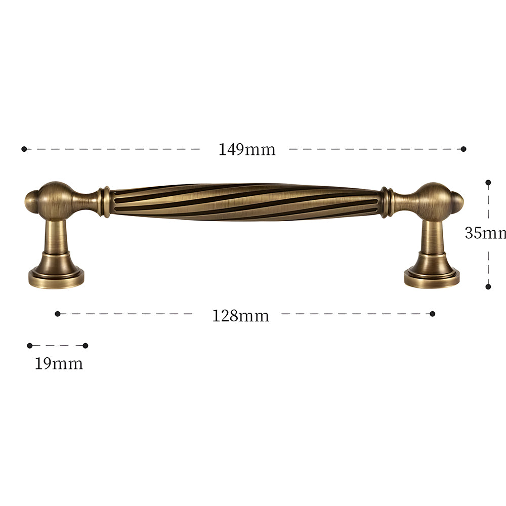 Decorative Twisted Brass Cupboard Handles
