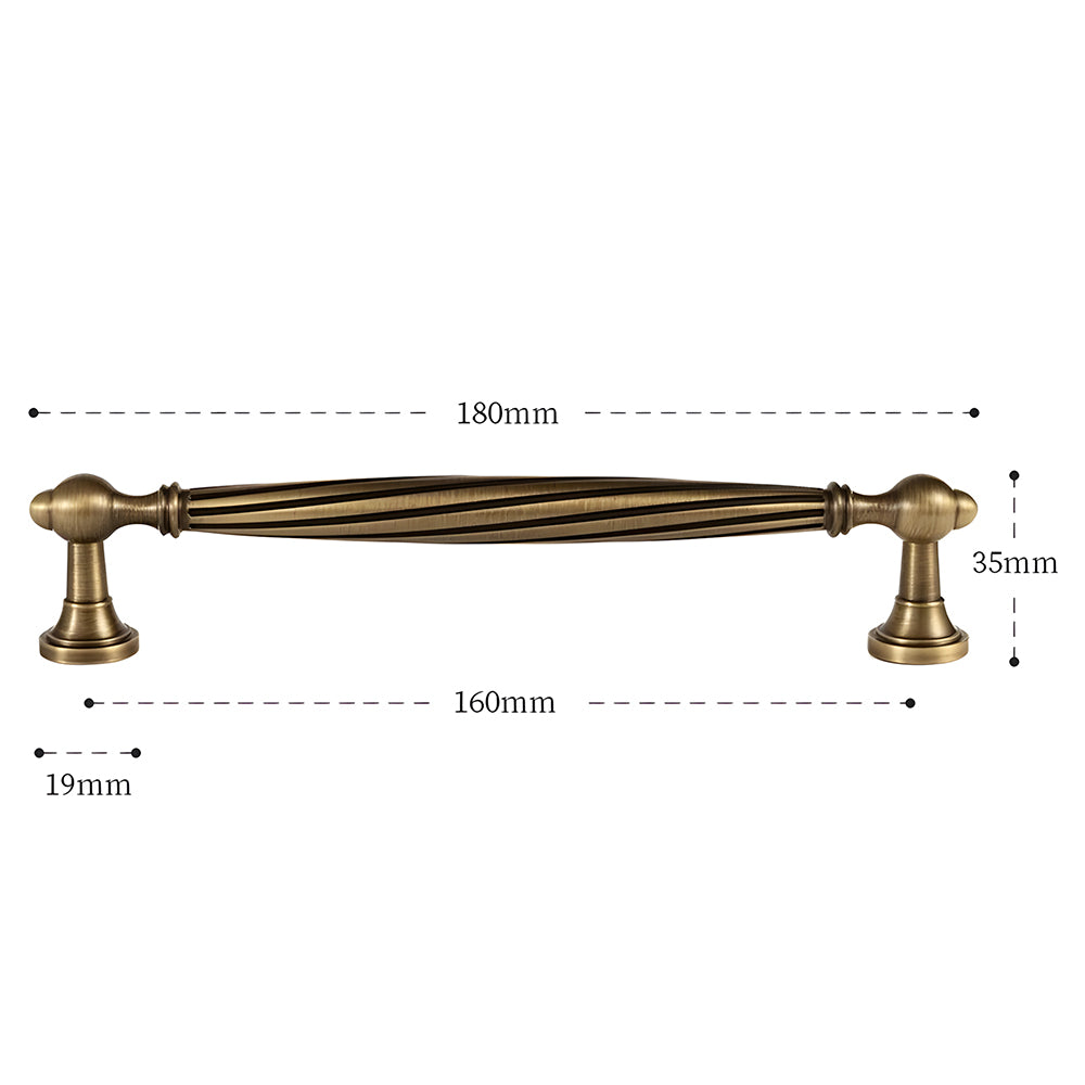 Decorative Twisted Brass Cupboard Handles
