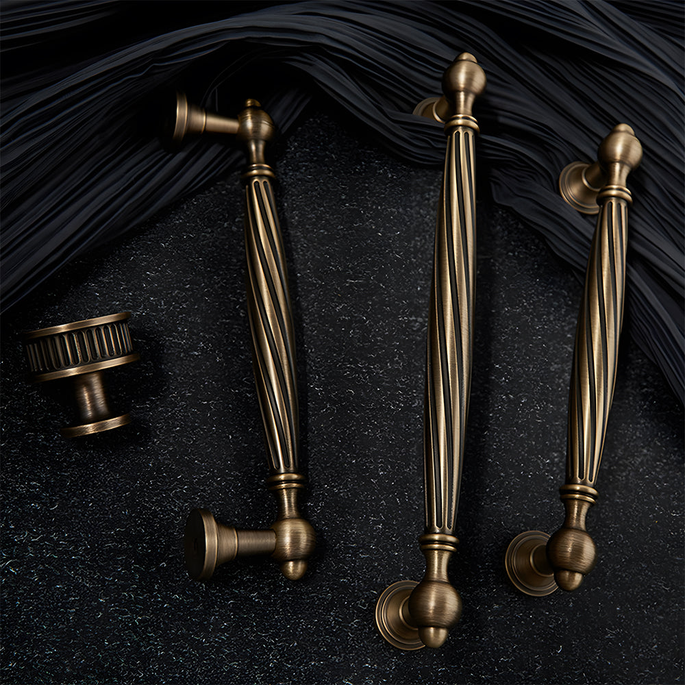 Decorative Twisted Brass Cupboard Handles