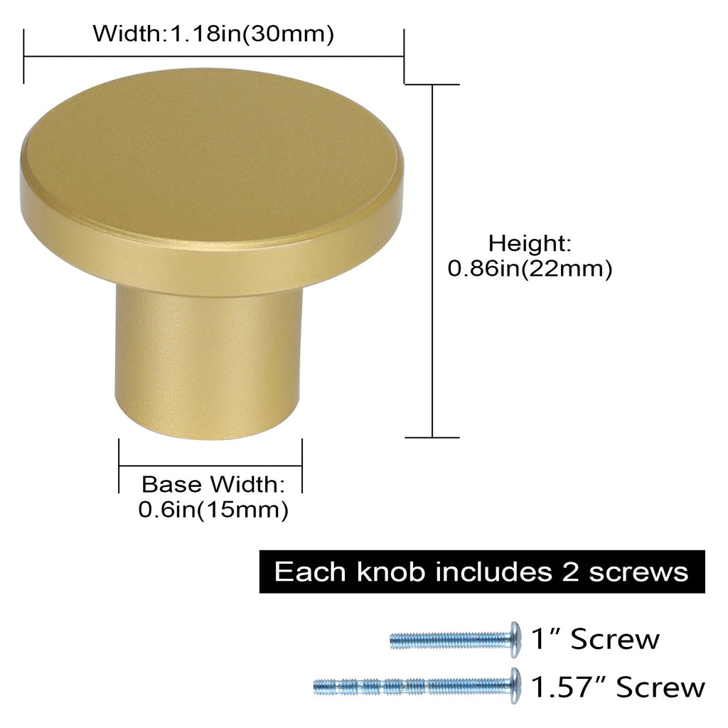 Flat-Top Round Aluminium Alloy Kitchen Cupboard Knobs