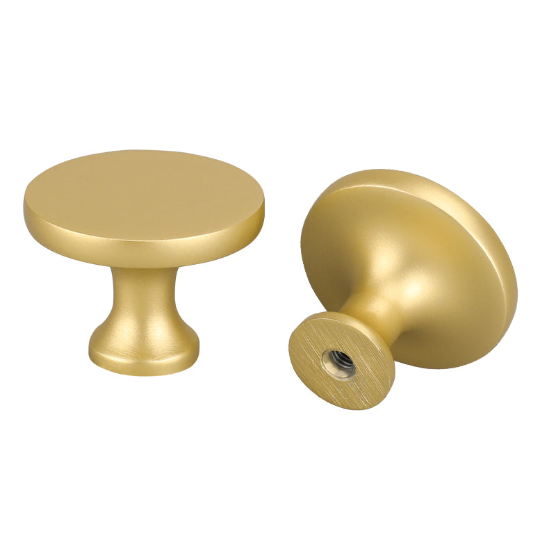 Gold Flat-Top Round Bathroom Cupboard Knobs
