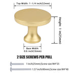 Gold Flat-Top Round Bathroom Cupboard Knobs