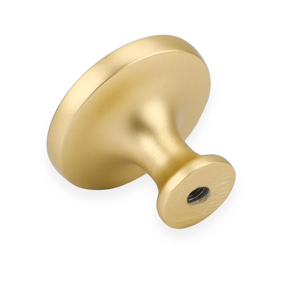 Gold Flat-Top Round Bathroom Cupboard Knobs