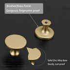 Gold Flat-Top Round Bathroom Cupboard Knobs