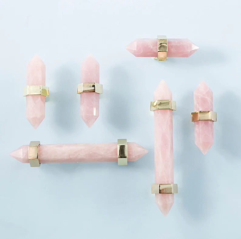 Hexagonal Natural Crystal T-Bar Cupboard Handles & Knobs