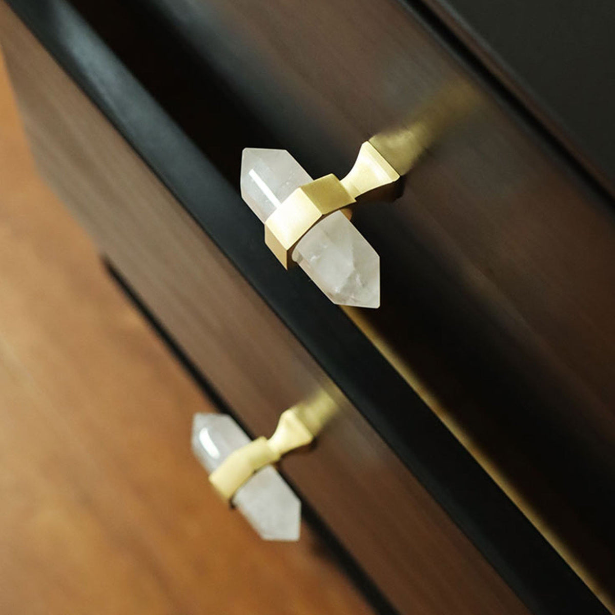 Hexagonal Natural Crystal T-Bar Cupboard Handles & Knobs