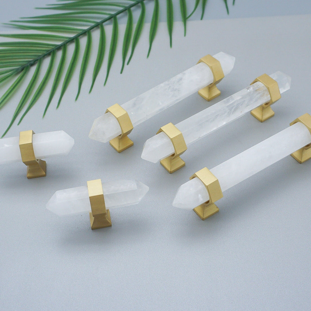 Hexagonal Natural Crystal T-Bar Cupboard Handles & Knobs