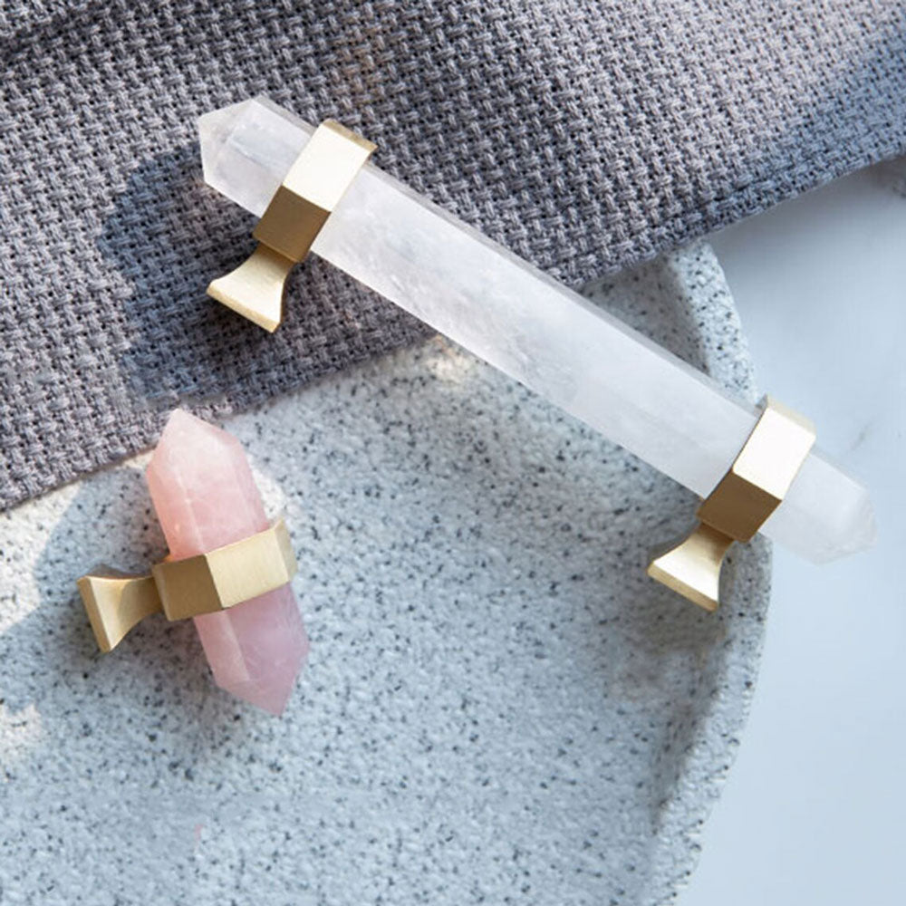 Hexagonal Natural Crystal T-Bar Cupboard Handles & Knobs