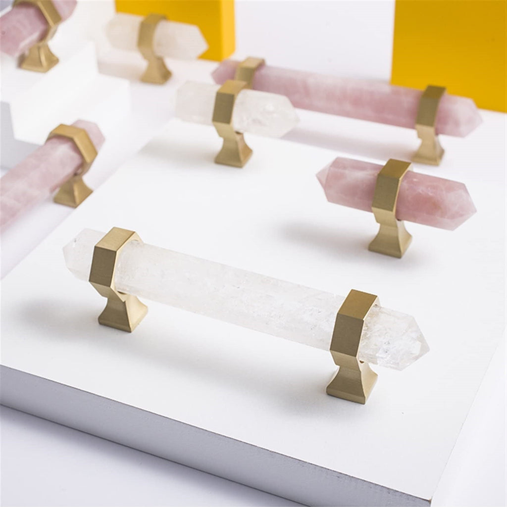 Hexagonal Natural Crystal T-Bar Cupboard Handles & Knobs
