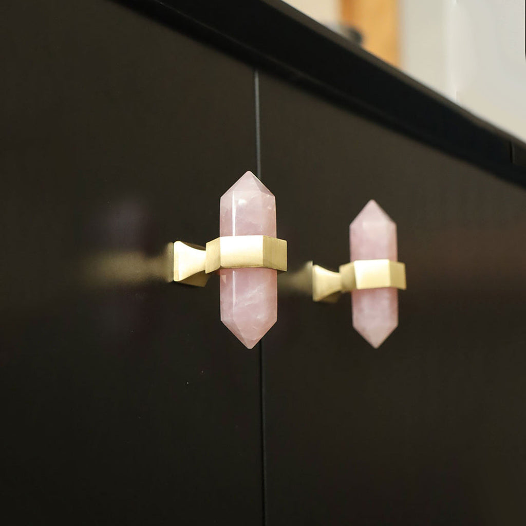 Hexagonal Natural Crystal T-Bar Cupboard Handles & Knobs