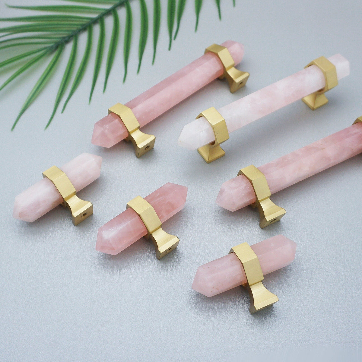 Hexagonal Natural Crystal T-Bar Cupboard Handles & Knobs