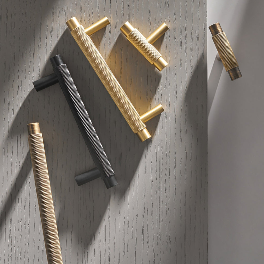 Knurled T-Bar Kitchen Cupboard Handles & Knobs