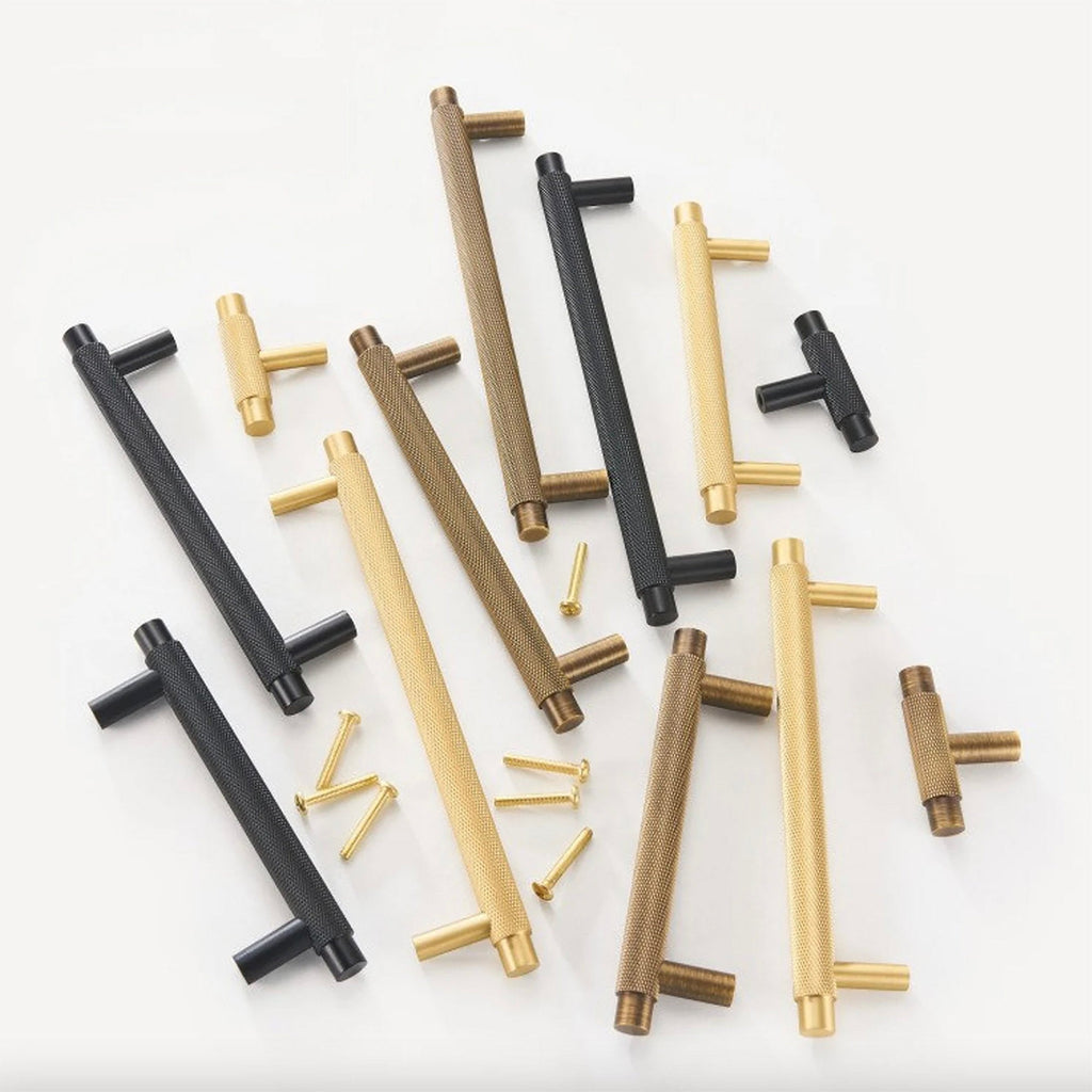 Knurled T-Bar Kitchen Cupboard Handles & Knobs