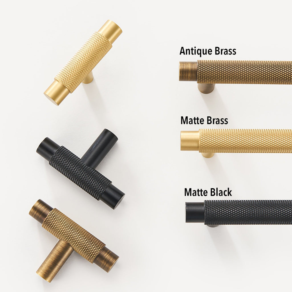 Knurled T-Bar Kitchen Cupboard Handles & Knobs