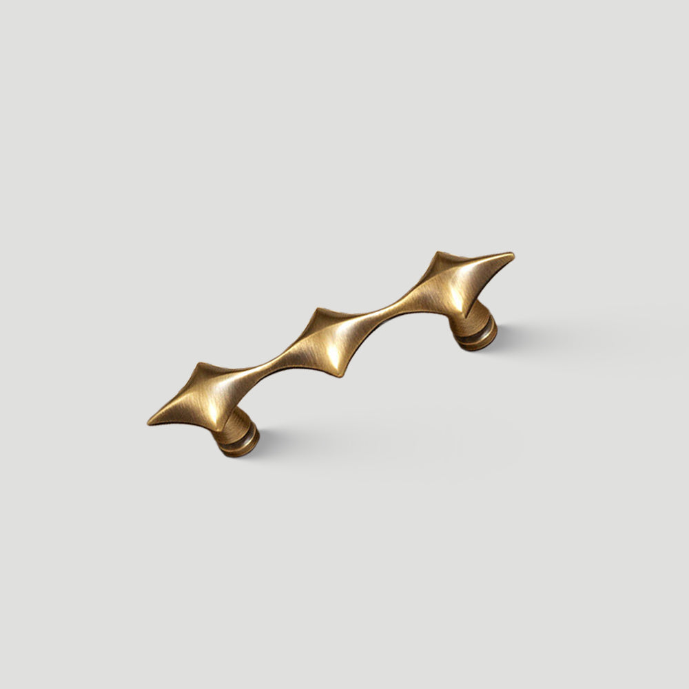 Mid-Century Star Cupboard Handles & Knobs in Solid Brass