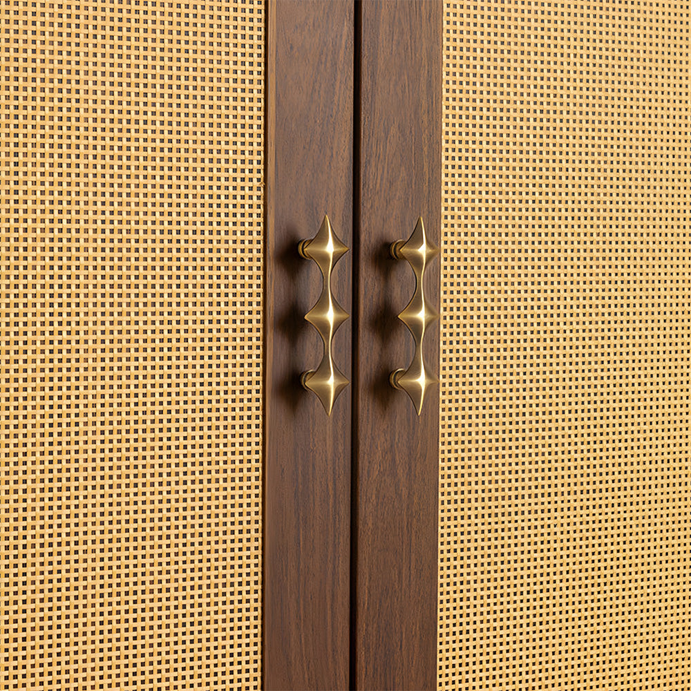 Mid-Century Star Cupboard Handles & Knobs in Solid Brass