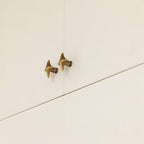 Mid-Century Star Cupboard Handles & Knobs in Solid Brass