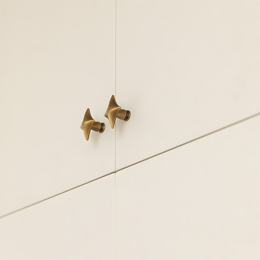 Mid-Century Star Cupboard Handles & Knobs in Solid Brass