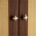 Mid-Century Star Cupboard Handles & Knobs in Solid Brass
