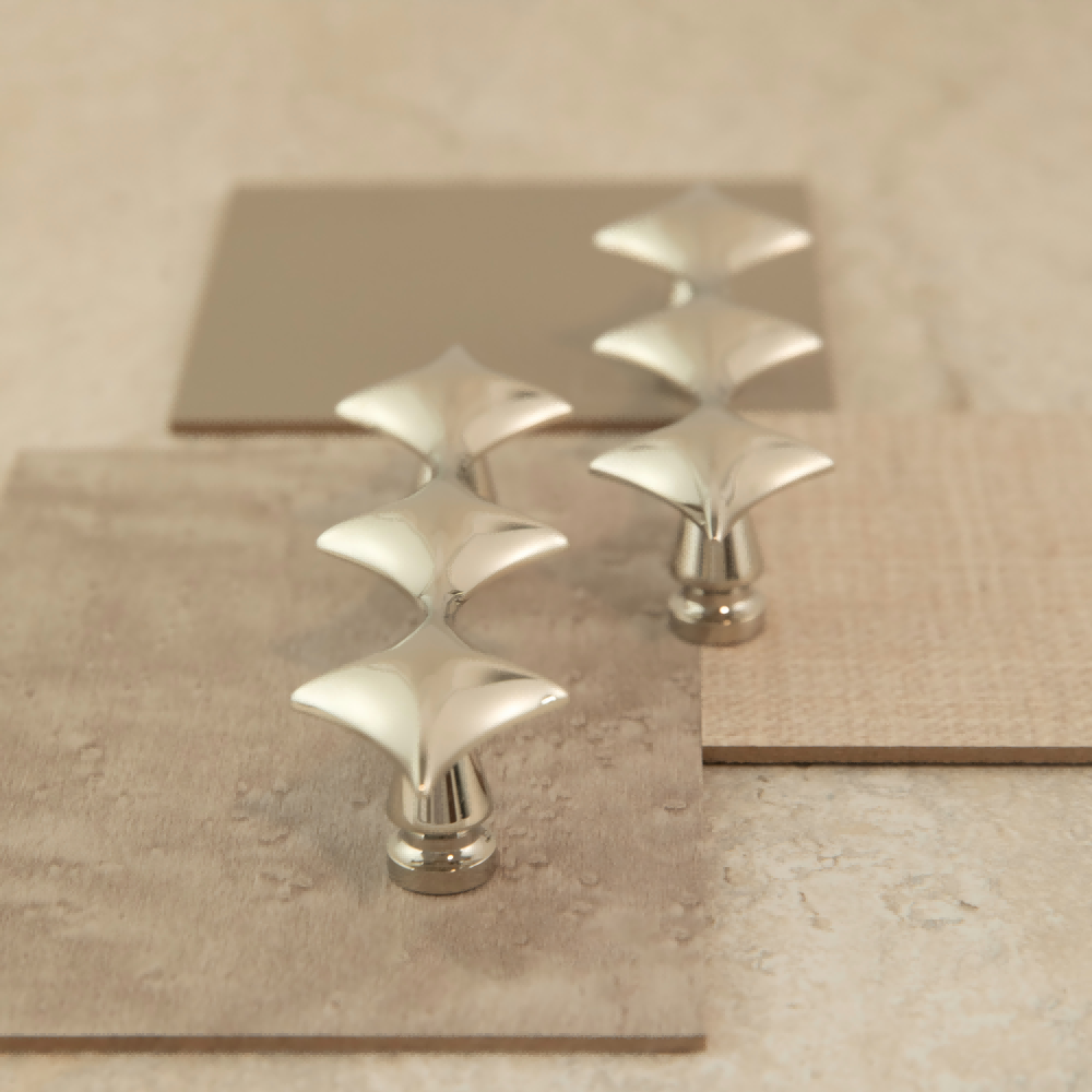 Mid-Century Star Cupboard Handles & Knobs in Solid Brass