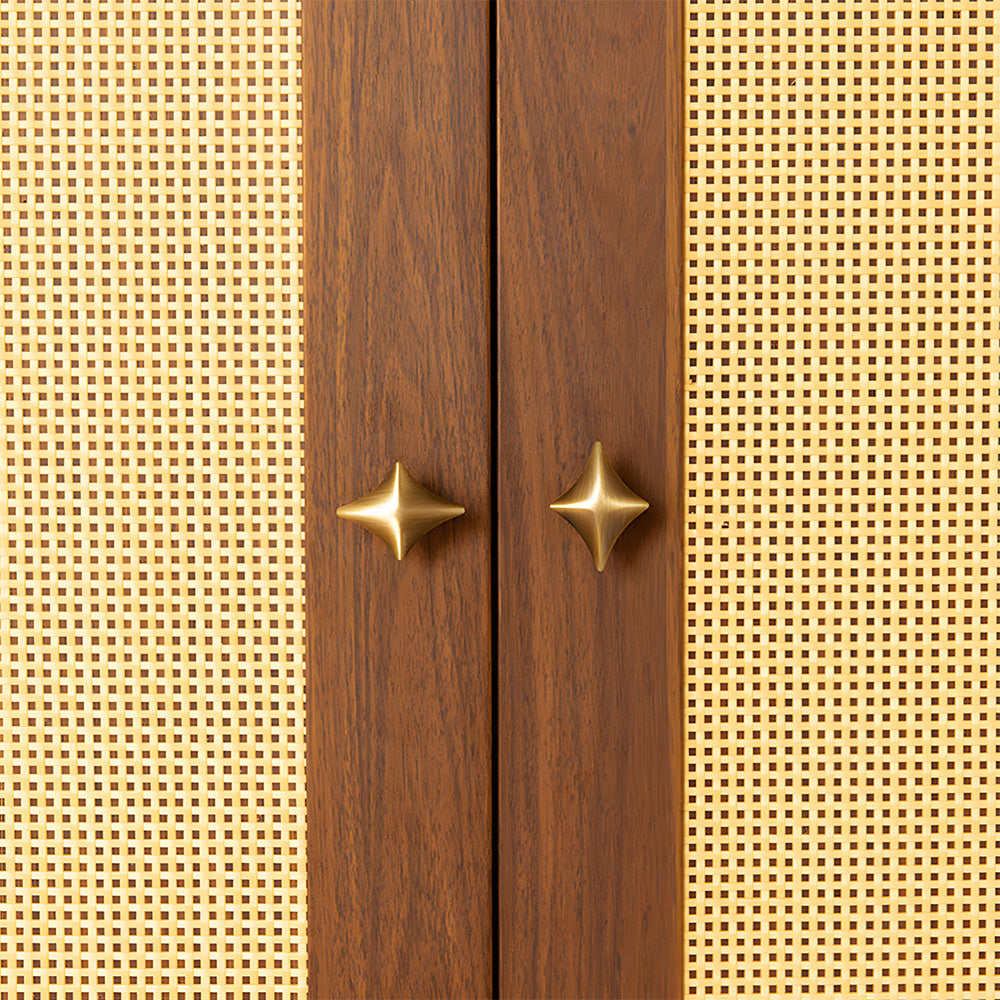 Mid-Century Star Cupboard Handles & Knobs in Solid Brass