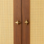 Mid-Century Star Cupboard Handles & Knobs in Solid Brass
