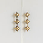 Mid-Century Star Cupboard Handles & Knobs in Solid Brass