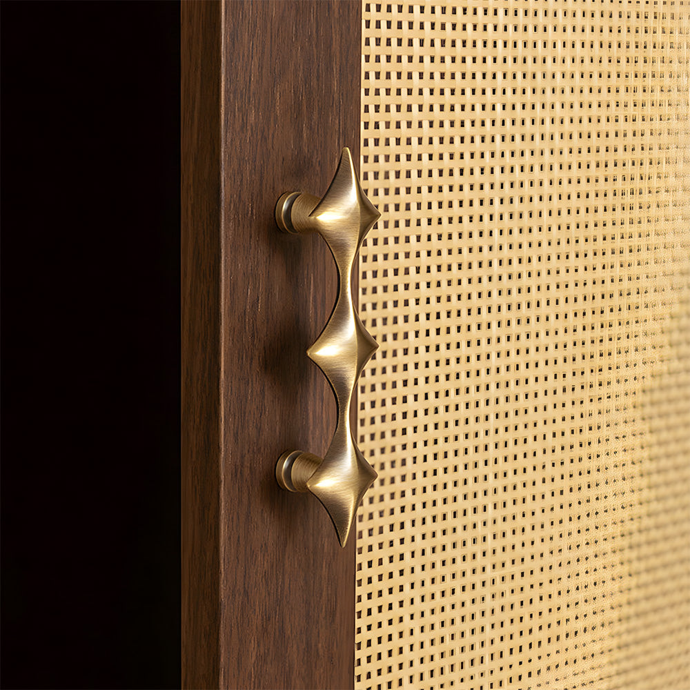 Mid-Century Star Cupboard Handles & Knobs in Solid Brass