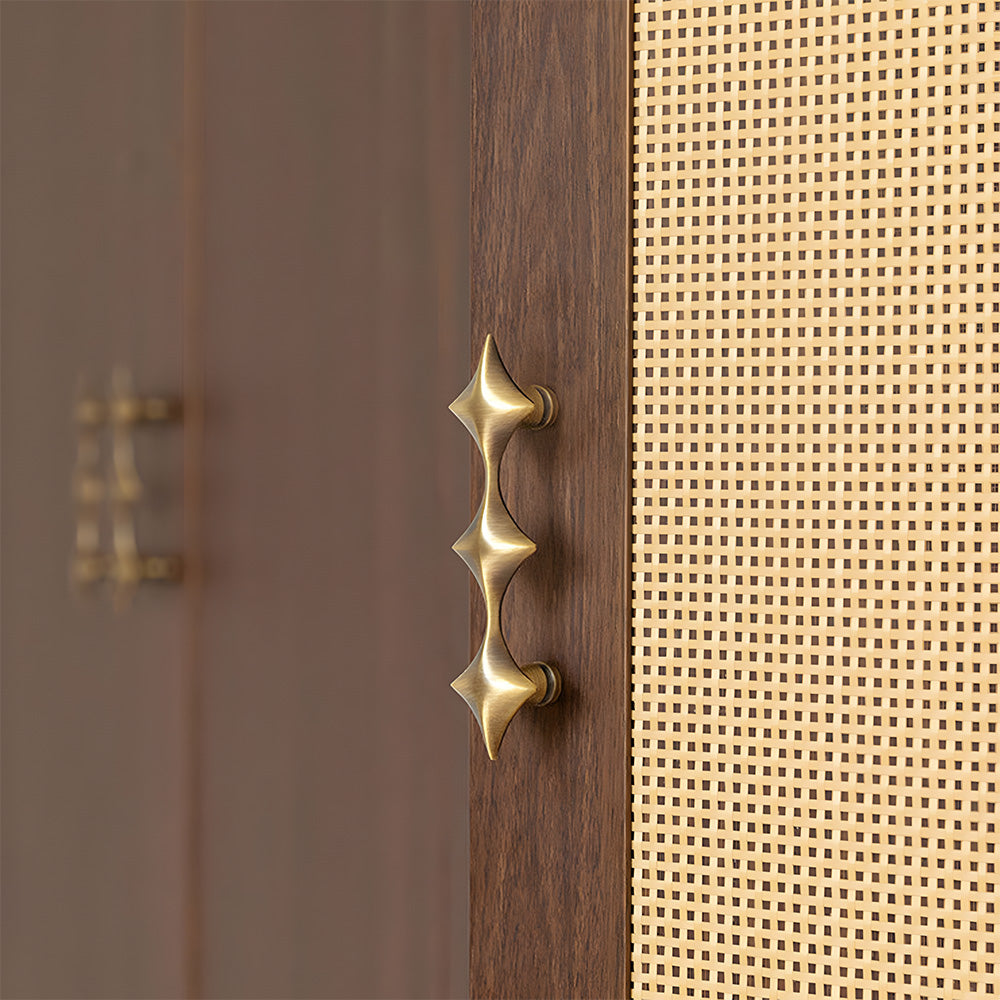 Mid-Century Star Cupboard Handles & Knobs in Solid Brass