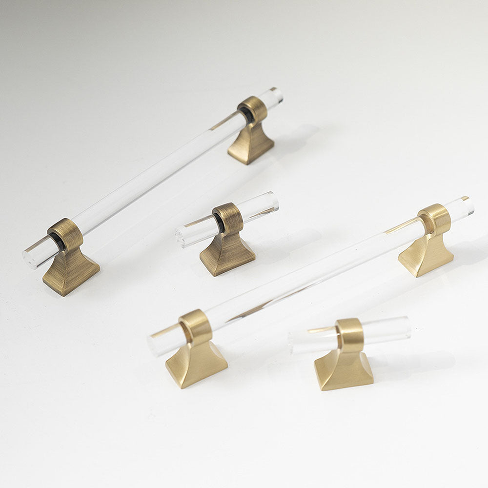 Minimalist Clear Acrylic T-Bar Cupboard Handles & Knobs