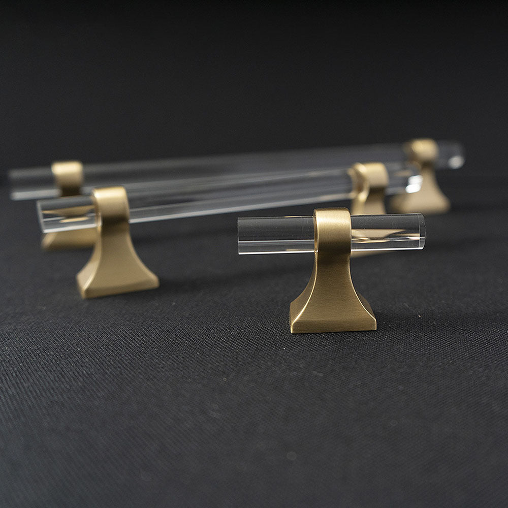 Minimalist Clear Acrylic T-Bar Cupboard Handles & Knobs