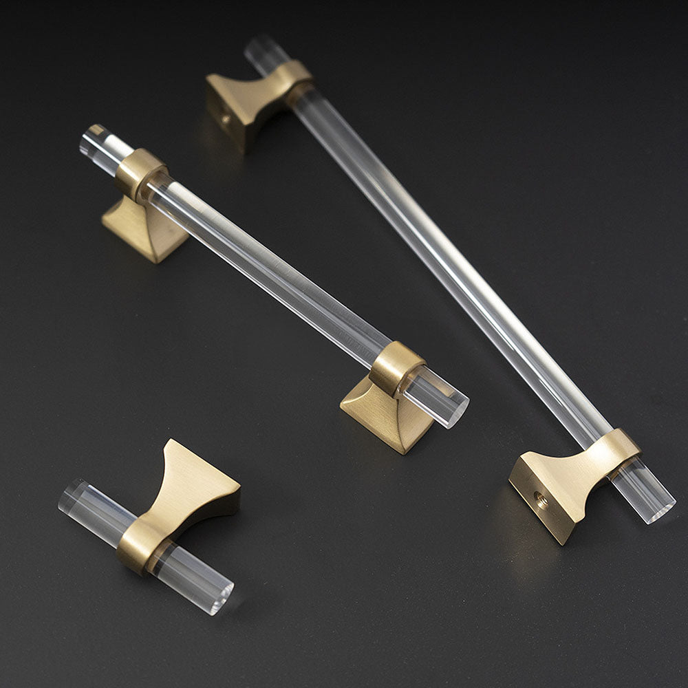 Minimalist Clear Acrylic T-Bar Cupboard Handles & Knobs