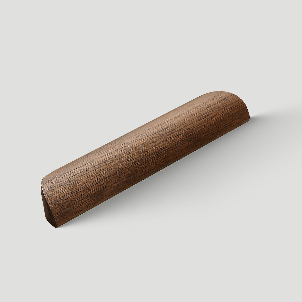 Minimalist Half-Round Walnut Cupboard Handles & Knobs