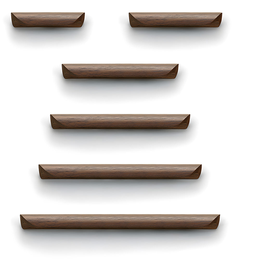 Minimalist Half-Round Walnut Cupboard Handles & Knobs