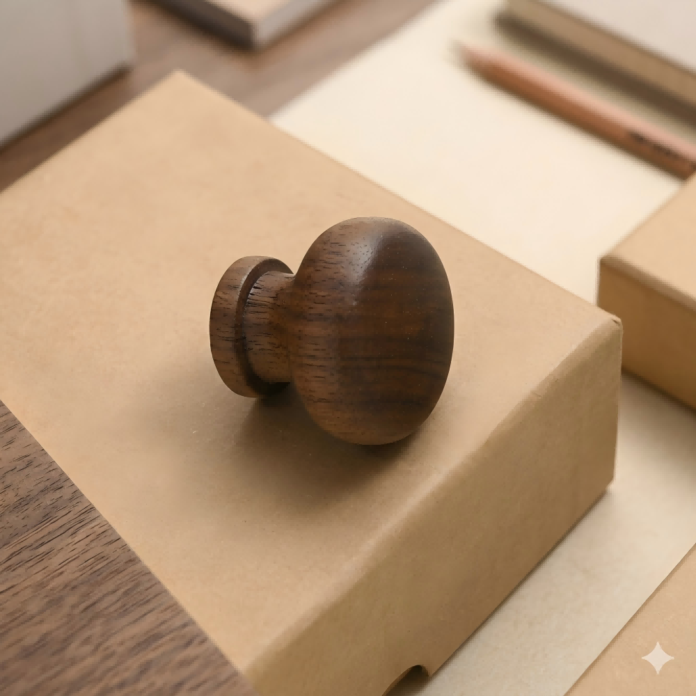 Minimalist Half-Round Walnut Cupboard Handles & Knobs