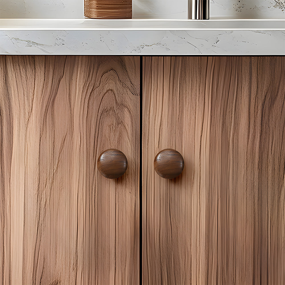 Minimalist Half-Round Walnut Cupboard Handles & Knobs